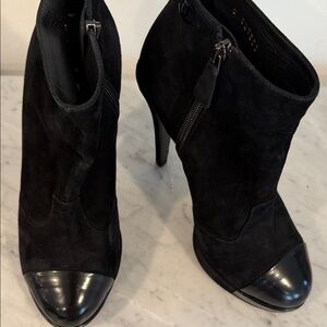 CHANEL Black Boots with Metallic Silver Accents